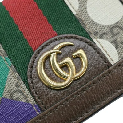 Pre-owned Gucci Beige Brown Multi-color Gg Supreme Wallet (bi-fold) ()