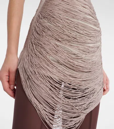 Attico Fringed Mini Dress Sheer Spaghetti Straps