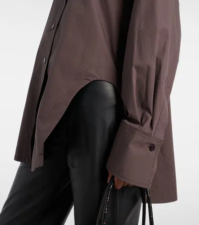 Attico Diana Oversized Cotton Poplin Shirt In Brown