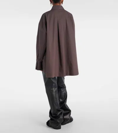 Attico Diana Oversized Cotton Poplin Shirt In Brown