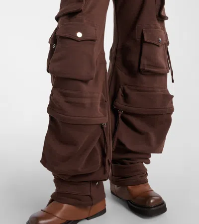 Attico Fern Cotton Fleece Cargo Pants In Brown