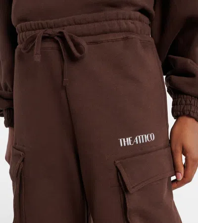 Attico Fern Cotton Fleece Cargo Pants In Brown