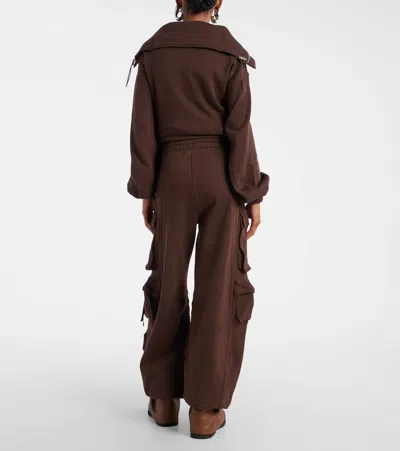 Attico Fern Cotton Fleece Cargo Pants In Brown
