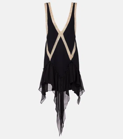 Attico Embellished Ruffled Mini Dress In Gray