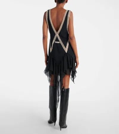 Attico Embellished Ruffled Mini Dress In Gray