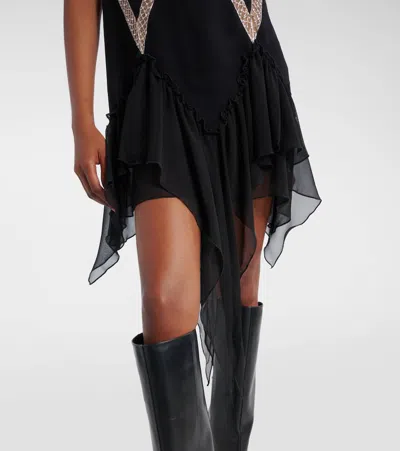 Attico Embellished Ruffled Mini Dress In Gray