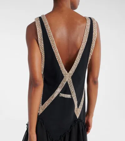 Attico Embellished Ruffled Mini Dress In Gray