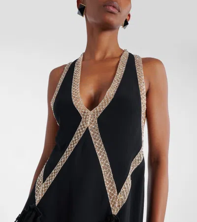 Attico Embellished Ruffled Mini Dress In Gray