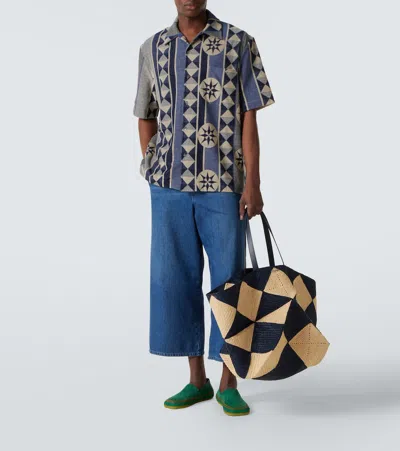 Loewe Mens Blue Multicolor Ibiza Graphic-pattern Cotton-blend Terry Shirt