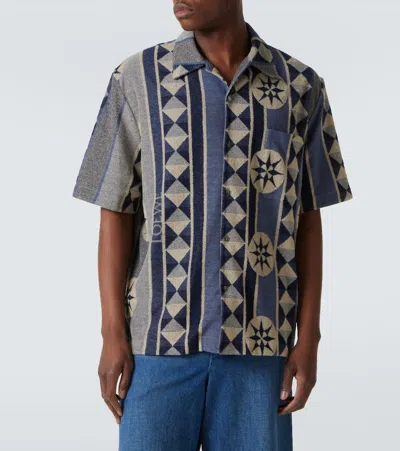 Loewe Mens Blue Multicolor Ibiza Graphic-pattern Cotton-blend Terry Shirt