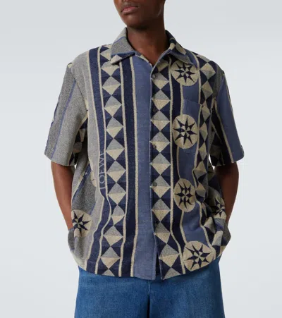 Loewe Mens Blue Multicolor Ibiza Graphic-pattern Cotton-blend Terry Shirt