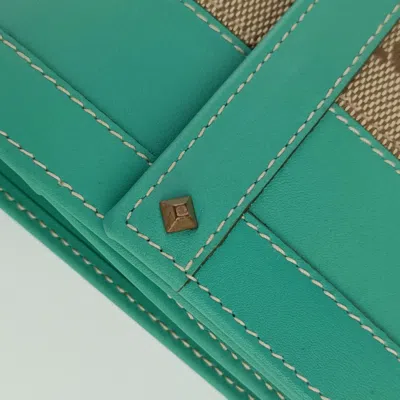 Pre-owned Gucci Beige Green Gg Canvas Leather Wallet (bi-fold) () In Multi