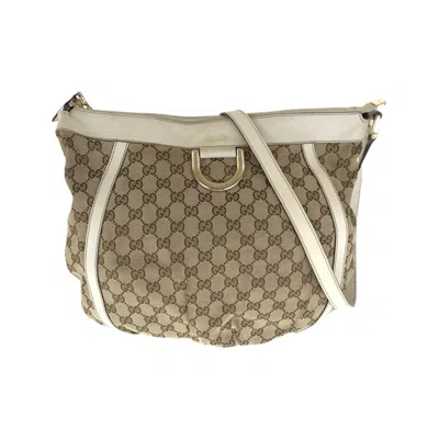 Pre-owned Gucci Beige Ivory Gg Canvas Leather Messenger Bag Shoulder Bag ()