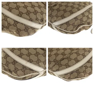 Pre-owned Gucci Beige Ivory Gg Canvas Leather Messenger Bag Shoulder Bag ()