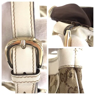 Pre-owned Gucci Beige Ivory Gg Canvas Leather Messenger Bag Shoulder Bag ()