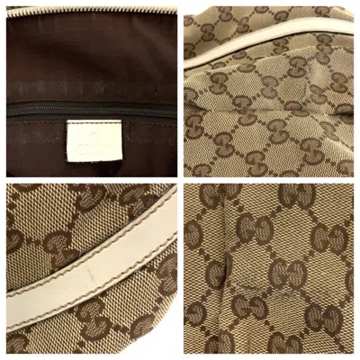 Pre-owned Gucci Beige Ivory Gg Canvas Leather Messenger Bag Shoulder Bag ()