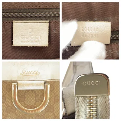 Pre-owned Gucci Beige Ivory Gg Canvas Leather Messenger Bag Shoulder Bag ()