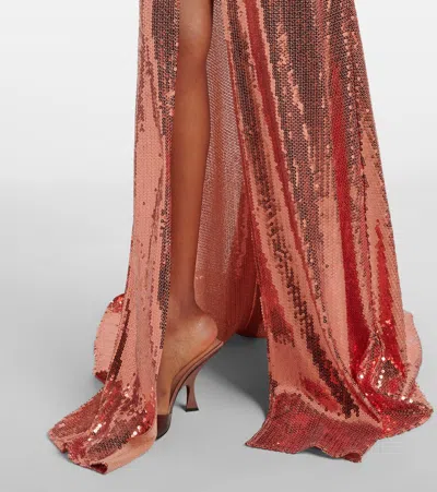 Alex Perry Open-back Sequined Gown In Brown