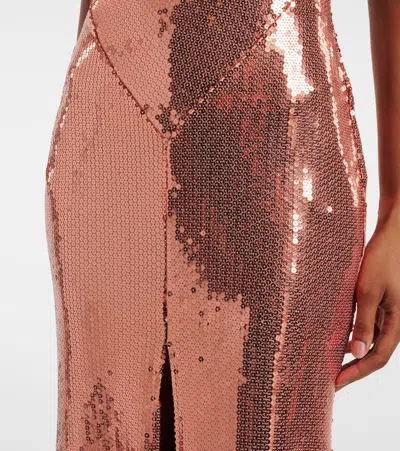 Alex Perry Open-back Sequined Gown In Brown