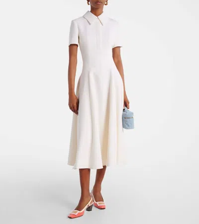 Emilia Wickstead Felciana Collared Wool Crepe Midi Dress In White