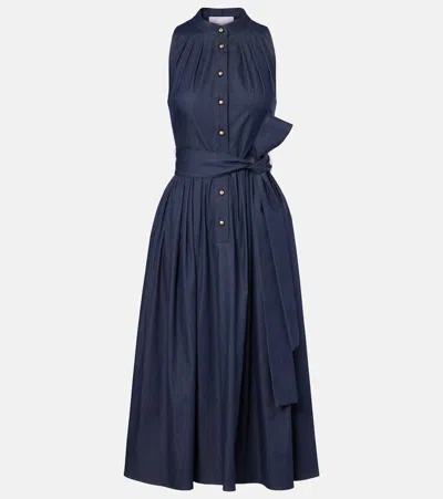 Carolina Herrera Gathered Cotton-blend Midi Dress