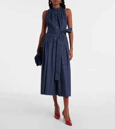 Carolina Herrera Gathered Cotton-blend Midi Dress