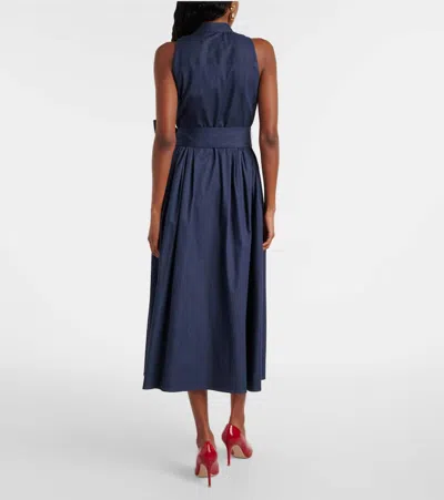 Carolina Herrera Gathered Cotton-blend Midi Dress