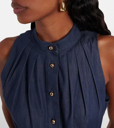 Carolina Herrera Gathered Cotton-blend Midi Dress