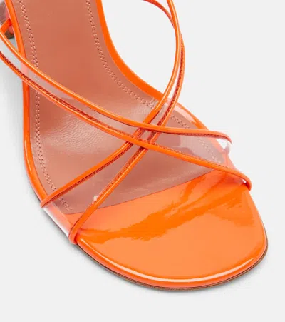 Amina Muaddi Lena 90 Leather-trimmed Mules In Orange