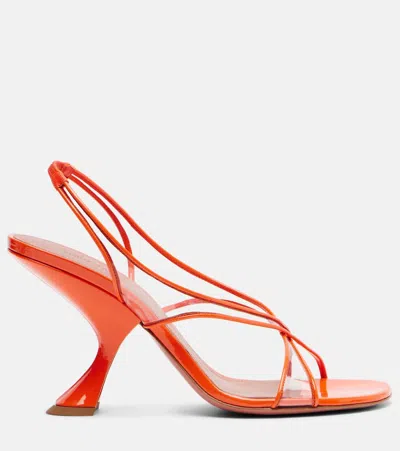 Amina Muaddi Lena 90 Leather-trimmed Mules In Orange