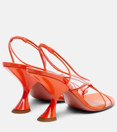 Amina Muaddi Lena 90 Leather-trimmed Mules In Orange
