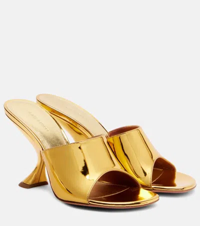 Amina Muaddi 90mm Taylor Metallic Leather Mule Pumps In Gold