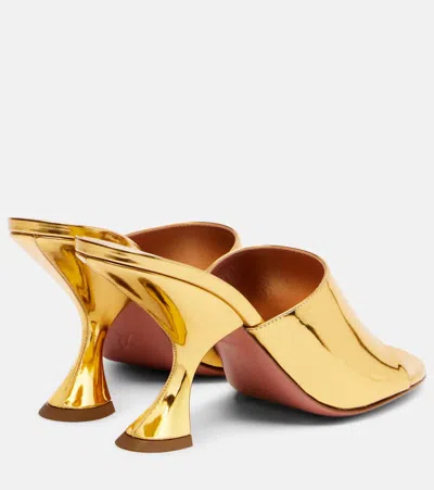 Amina Muaddi 90mm Taylor Metallic Leather Mule Pumps In Gold