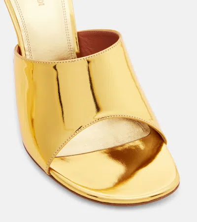 Amina Muaddi 90mm Taylor Metallic Leather Mule Pumps In Gold