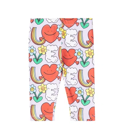 Stella Mccartney Baby Rainbow Love Cotton Leggings In Multi