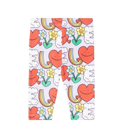 Stella Mccartney Baby Rainbow Love Cotton Leggings In Multi