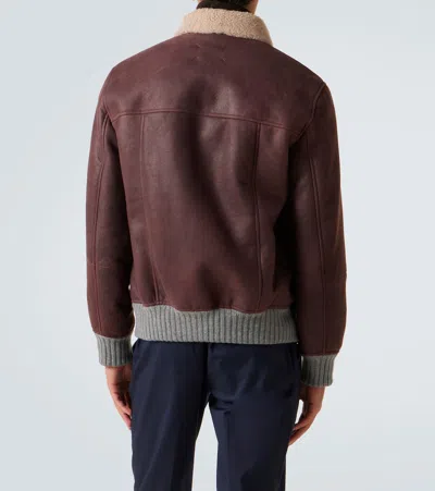 Brunello Cucinelli Shearling Coat Jackets And Coats Bordeaux In Burgundy