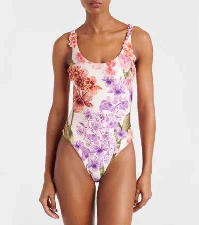 Agua By Agua Bendita Floral-appliqué Swimsuit