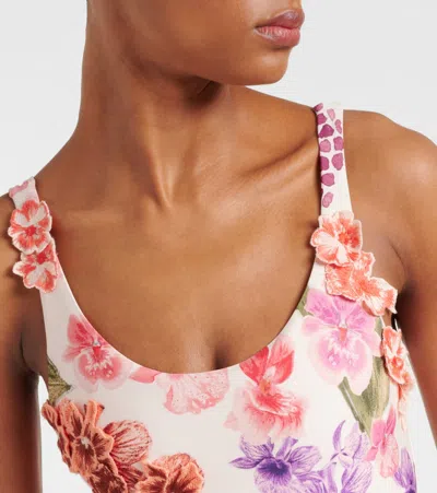 Agua By Agua Bendita Floral-appliqué Swimsuit