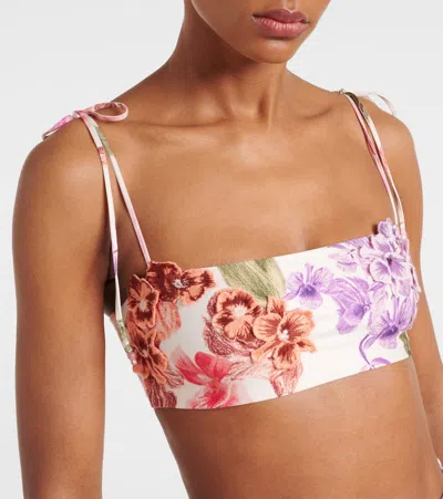 Agua By Agua Bendita Floral-appliqué Bikini Top