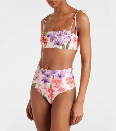 Agua By Agua Bendita Floral-appliqué Bikini Top
