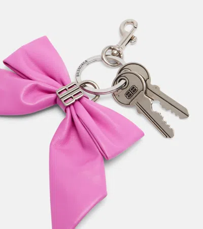 Balenciaga Whimsical Bow Keyring In Soft Pink Material