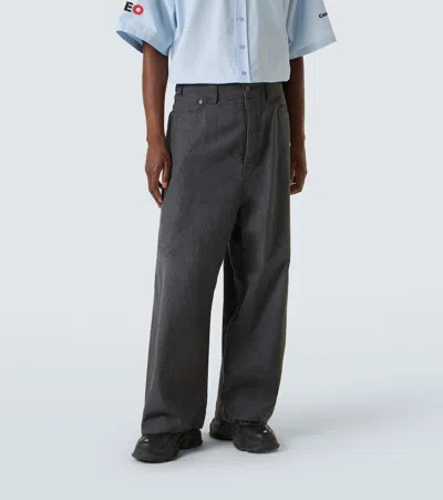 Balenciaga Trompe Loeil Denim Trousers In Blue