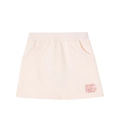 Dolce & Gabbana Dg Sequined Cotton Skirt In Pink