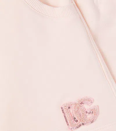 Dolce & Gabbana Dg Sequined Cotton Skirt In Pink