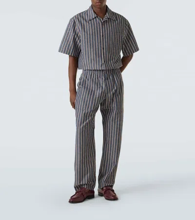 Bottega Veneta Striped Bowling Shirt In Blue