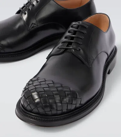 Bottega Veneta Leather Lace-up Shoes Featuring Signature Detail In Black