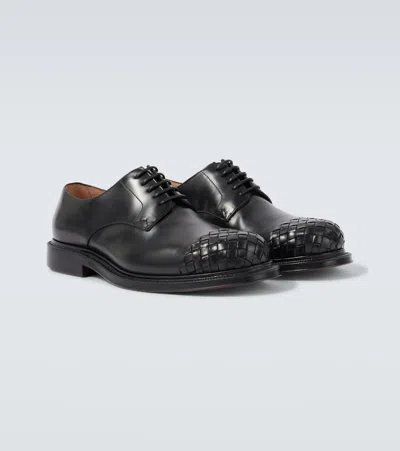 Bottega Veneta Leather Lace-up Shoes Featuring Signature Detail In Black
