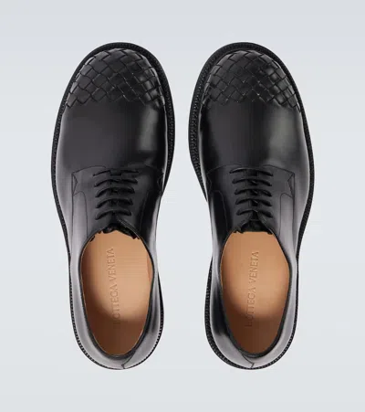 Bottega Veneta Leather Lace-up Shoes Featuring Signature Detail In Black