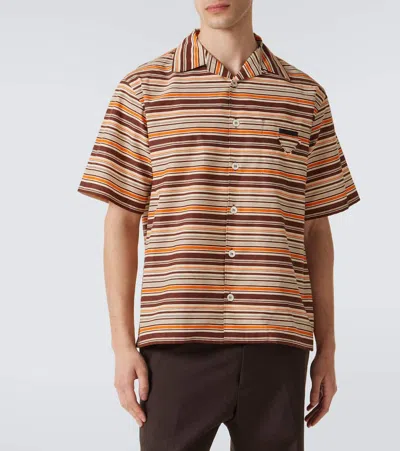 Prada Camicia In Misto Cotone Ricamato Uomo